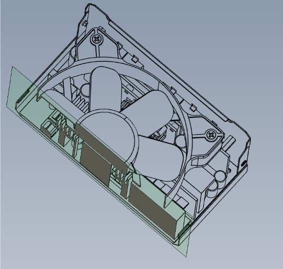 A cutaway of a PSU and its fan